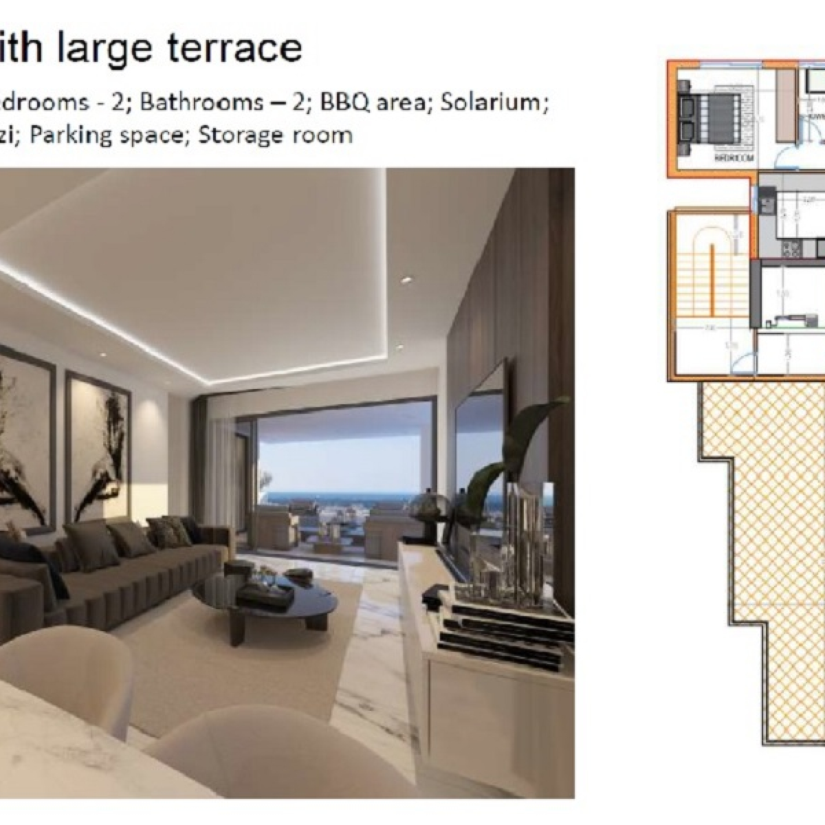 Penthouse with large terrace& BBQ